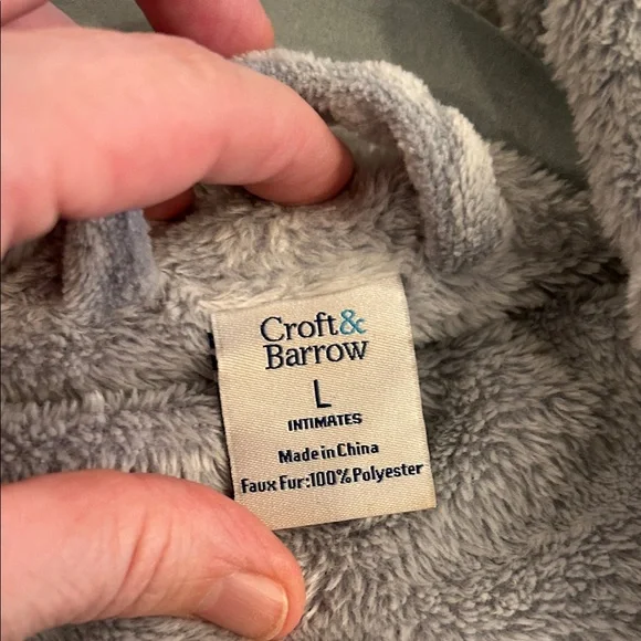 Croft & Barrow Gray Textured Soft Robe Size L - Picture 4 of 7